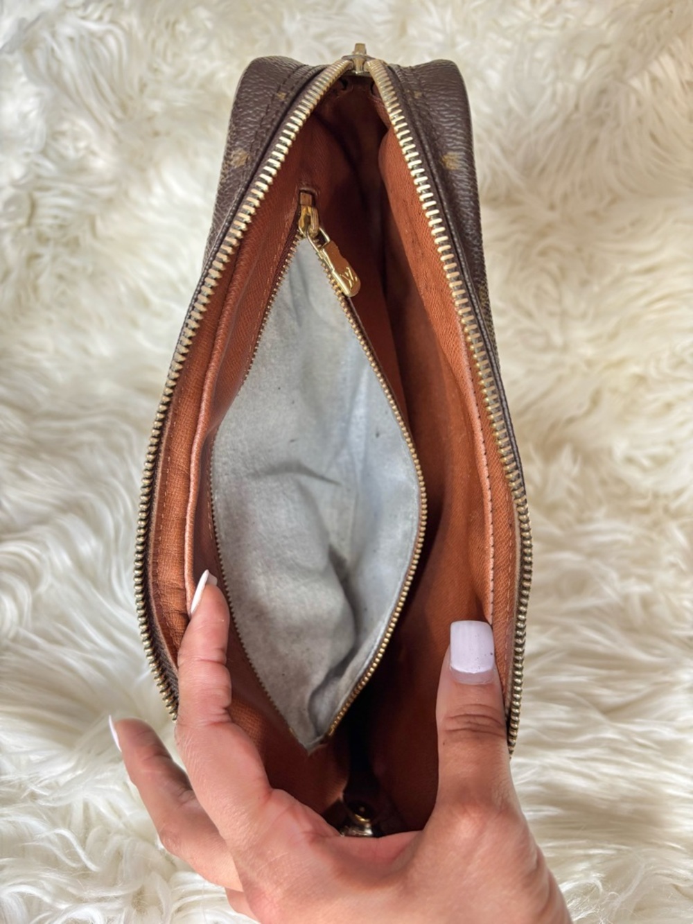 Louis Vuitton Brown Monogram Marly Dragonne GM Toiletry Pouch Clutch Tan Trim - Picture 10 of 11
